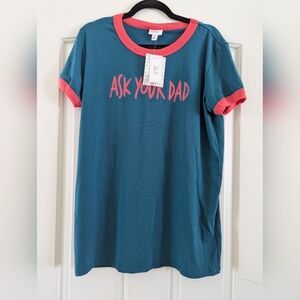 LuLaRoe Liv Teal and Pink Short Sleeve Tee